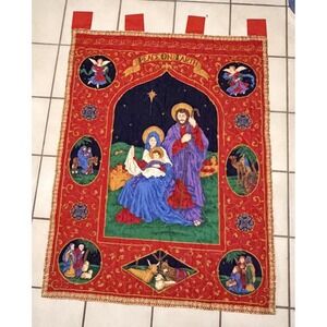 Handmade Quilted Nativity Wall Hanging Peace On Earth Cranston 27.5x35